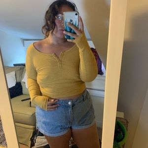 Mustard long sleeve crop too